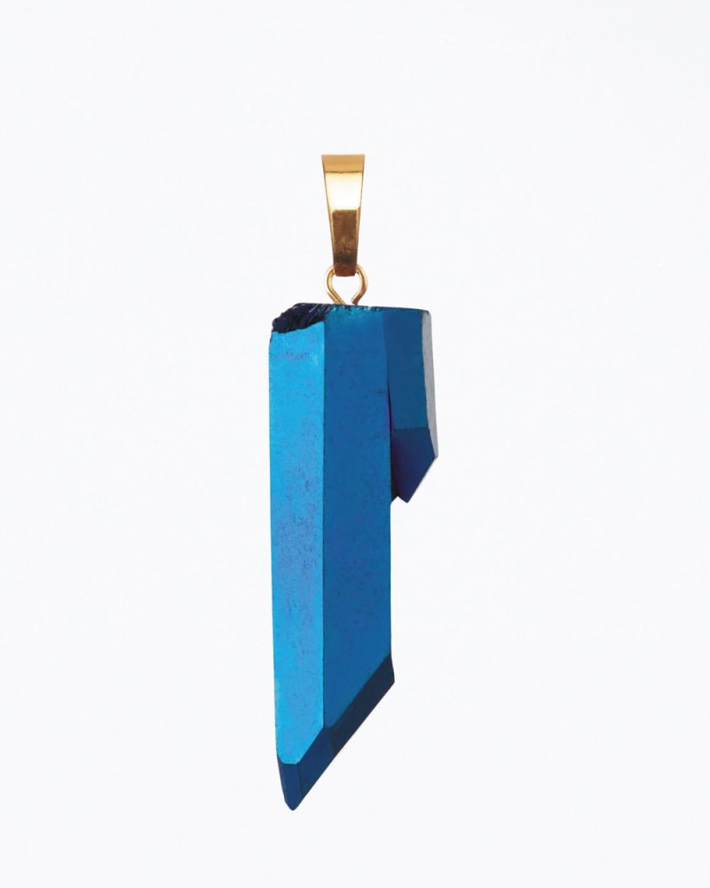 Front of a size O/S Titanium Quartz Pendant in Blue/Gold in Blue/Gold by CRYSTAL HAZE. | dia_product_style_image_id:330970
